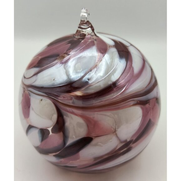 Handmade Vintage Pink & White Swirled Glass Ornament With Hook Decoration - Picture 3 of 5